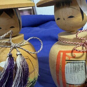 Japanese Kokeshi Dolls Set of 2